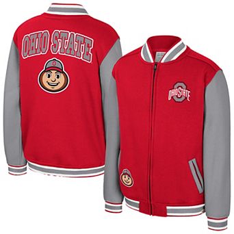 Youth Colosseum Scarlet Ohio State Buckeyes Grand Tour Full-Zip Bomber Jacket