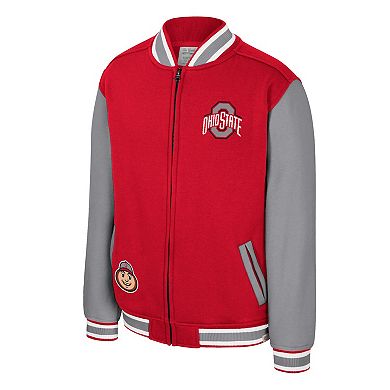 Youth Colosseum Scarlet Ohio State Buckeyes Grand Tour Full-Zip Bomber Jacket
