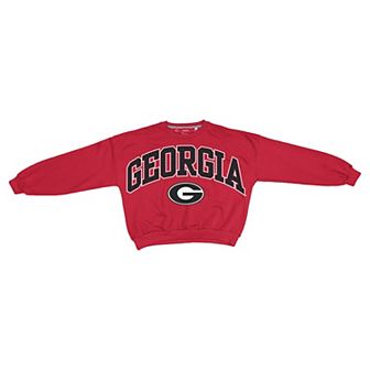 Women's Pressbox Red Georgia Bulldogs Oversized Janice Waist-Length Sweatshirt