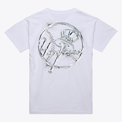Men's White New York Yankees Liquid Chrome T-Shirt