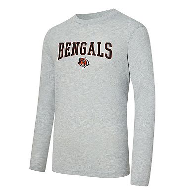 Men's Concepts Sport Orange/Heather Gray Cincinnati Bengals Regulate Long Sleeve T-Shirt and Plaid Pant Set