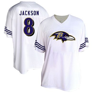 Women's Fanatics Lamar Jackson White Baltimore Ravens Plus Size Fashion Jersey