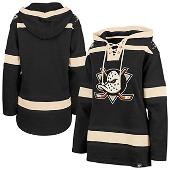 Women's '47 Black Anaheim Ducks Superior Lacer Pullover Hoodie