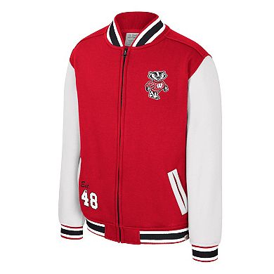 Youth Colosseum Red Wisconsin Badgers Grand Tour Full-Zip Bomber Jacket