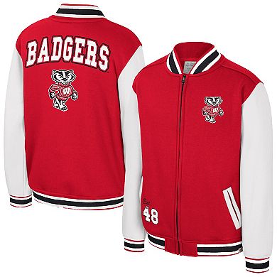 Youth Colosseum Red Wisconsin Badgers Grand Tour Full-Zip Bomber Jacket