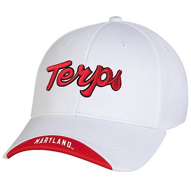 Men's Under Armour White Maryland Terrapins Sideline Blitzing Accent Iso-Chill Flex Hat