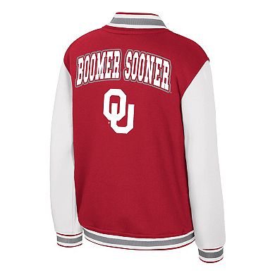 Youth Colosseum Crimson Oklahoma Sooners Grand Tour Full-Zip Bomber Jacket