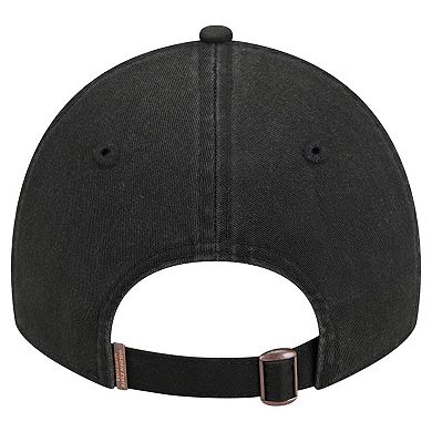 Men's New Era Black Golden State Warriors Stamp Fabric Applique 9TWENTY Adjustable Hat