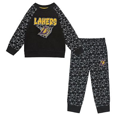 Toddler Outerstuff Black Los Angeles Lakers Nothing But Net Fleece Sweatshirt & Pants Set