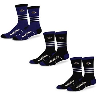 Unisex Starter Baltimore Ravens Stripe Zones Socks 3 Pack