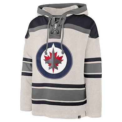 Men's '47 Oatmeal Winnipeg Jets Rockaway Lacer Pullover Hoodie