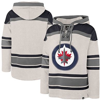 Men's '47 Oatmeal Winnipeg Jets Rockaway Lacer Pullover Hoodie