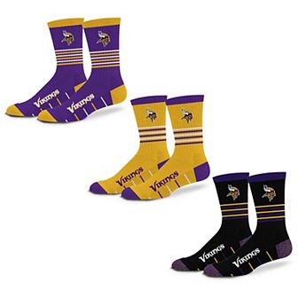 Unisex Starter Minnesota Vikings Stripe Zones Socks 3 Pack