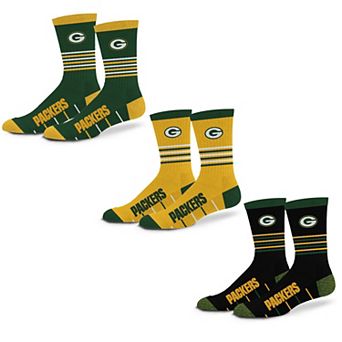 Unisex Starter Green Bay Packers Stripe Zones Socks 3 Pack