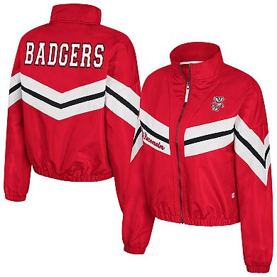 Women's Colosseum Red Wisconsin Badgers Thin Ice Full-Zip Windbreaker