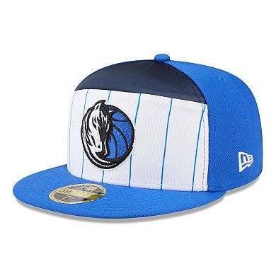 Men's New Era White/Blue Dallas Mavericks 2025 NBA Tip Off Split Panel 59FIFTY Fitted Hat