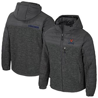 Men's Colosseum Charcoal Virginia Cavaliers Nightman Full-Zip Hoodie Puffer Jacket
