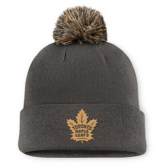 Men's Fanatics Charcoal Toronto Maple Leafs Authentic Pro Military Appreciation Cuffed Knit Hat with Pom