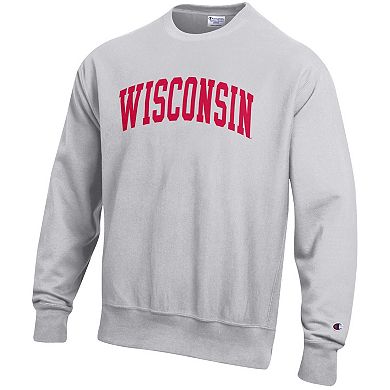 Men's Champion Gray Wisconsin Badgers Reverse Weave Fleece Sweatshirt