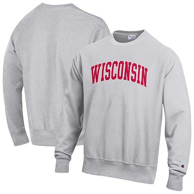 Men's Champion Gray Wisconsin Badgers Reverse Weave Fleece Sweatshirt