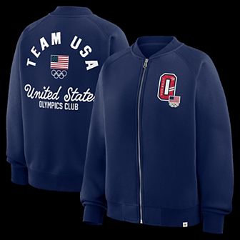 Women's Fanatics Navy Team USA Tracker Tri-Blend Raglan Full-Zip Jacket