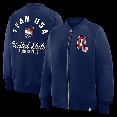 Women's Fanatics Navy Team USA Tracker Tri-Blend Raglan Full-Zip Jacket