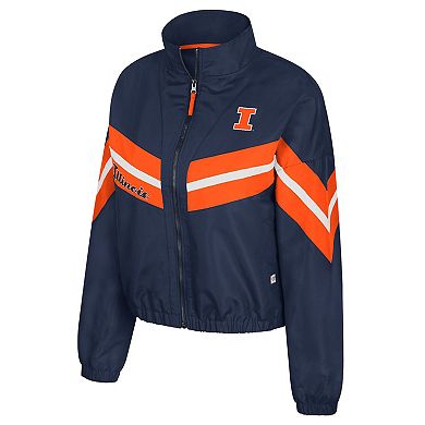 Women's Colosseum Navy Illinois Fighting Illini Thin Ice Full-Zip Windbreaker