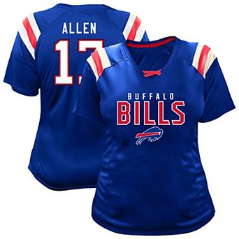 Women's Fanatics Josh Allen Royal Buffalo Bills Plus Size Name & Number Raglan Lace V-Neck T-Shirt