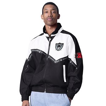 Men's Pro Player White/Black Las Vegas Raiders Tape II Lightweight Full-Zip Jacket