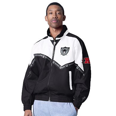 Men's Pro Player White/Black Las Vegas Raiders Tape II Lightweight Full-Zip Jacket