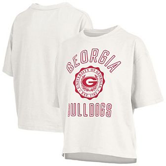 Women's Pressbox White Georgia Bulldogs Motley Crew Bishop Waist Length Oversized T-Shirt