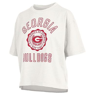 Women's Pressbox White Georgia Bulldogs Motley Crew Bishop Waist Length Oversized T-Shirt