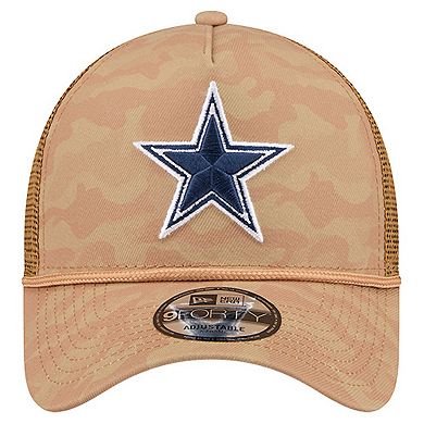 Men's New Era Tan Dallas Cowboys Wheat Camo 9FORTY Trucker Adjustable Hat