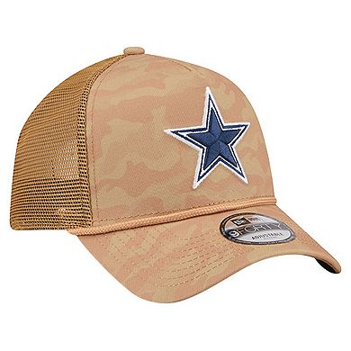 Men's New Era Tan Dallas Cowboys Wheat Camo 9FORTY Trucker Adjustable Hat