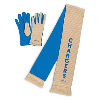 Women's WEAR by Erin Andrews Los Angeles Chargers Tonal Microcheck Scarf & Glove Set