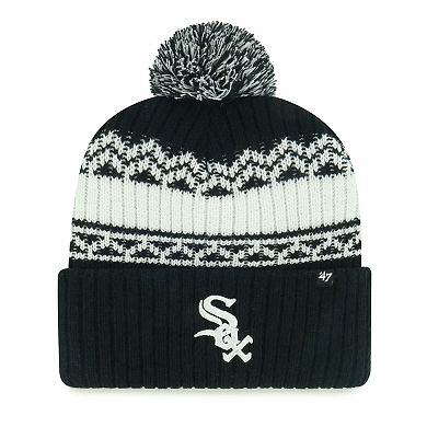 Youth '47 Black Chicago White Sox Polar Vortex Cuffed Knit Hat with Pom