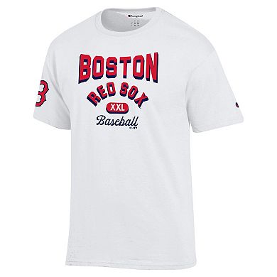 Men's Champion White Boston Red Sox 3-Hit Jersey T-Shirt