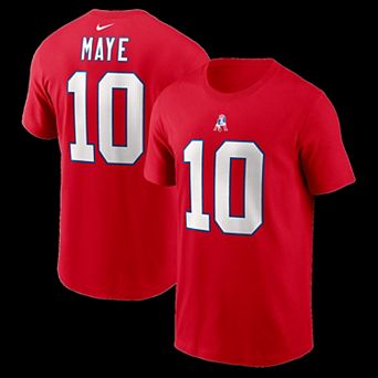 Men's Nike Drake Maye Red New England Patriots Name & Number T-Shirt