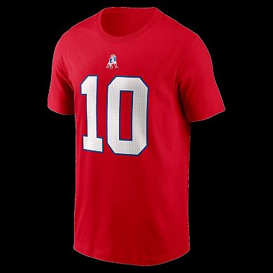 Men's Nike Drake Maye Red New England Patriots Name & Number T-Shirt