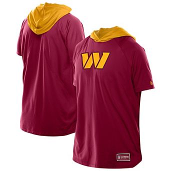 Men's New Era Scarlet Washington Commanders Combine Authentic Hooded Raglan Short-Sleeve T-Shirt