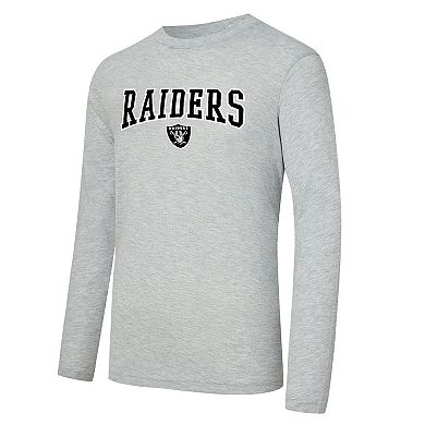 Men's Concepts Sport Black/Heather Gray Las Vegas Raiders Regulate Long Sleeve T-Shirt and Plaid Pant Set