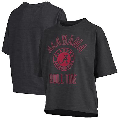 Women's Pressbox Black Alabama Crimson Tide Motley Crew Bishop Waist Length Oversized T-Shirt