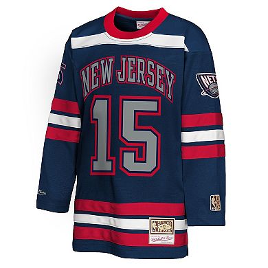 Youth Mitchell & Ness Vince Carter Navy New Jersey Nets Maxxed Out 2.0 Fashion Hockey Jersey