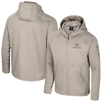Men's Colosseum Oatmeal Florida State Seminoles Operation Hat Trick Battalion Raglan Fleece Hoodie