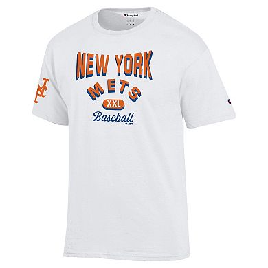 Men's Champion White New York Mets 3-Hit Jersey T-Shirt