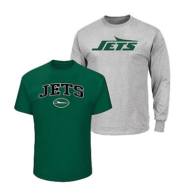 Men's Fanatics Green/Heather Gray New York Jets Big & Tall 2-Pack T-Shirt Set