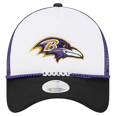 Women's New Era White/Black Baltimore Ravens Friendship Bracelet 9FORTY Adjustable Hat