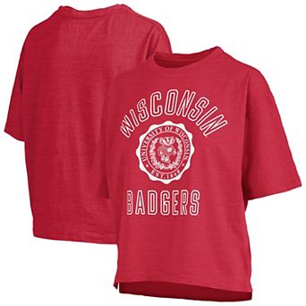 Women's Pressbox Red Wisconsin Badgers Motley Crew Bishop Waist Length Oversized T-Shirt