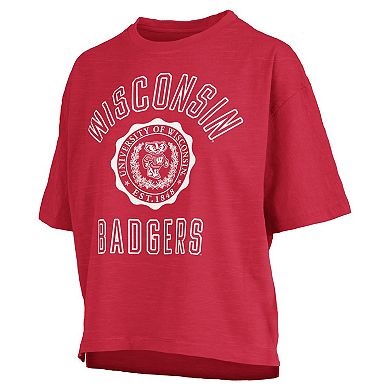 Women's Pressbox Red Wisconsin Badgers Motley Crew Bishop Waist Length Oversized T-Shirt