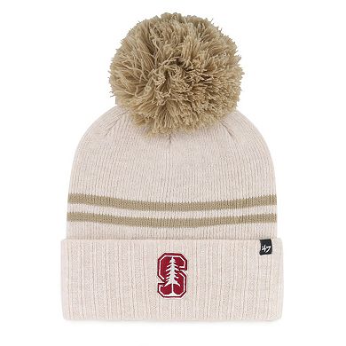 Women's '47 Natural Stanford Cardinal Core & Inline Latte Cuffed Knit Hat with Pom